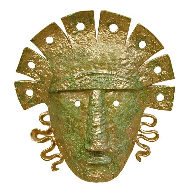 Escultura intitulada "Masque aztèque" por Raoul Riss, Obras de arte originais