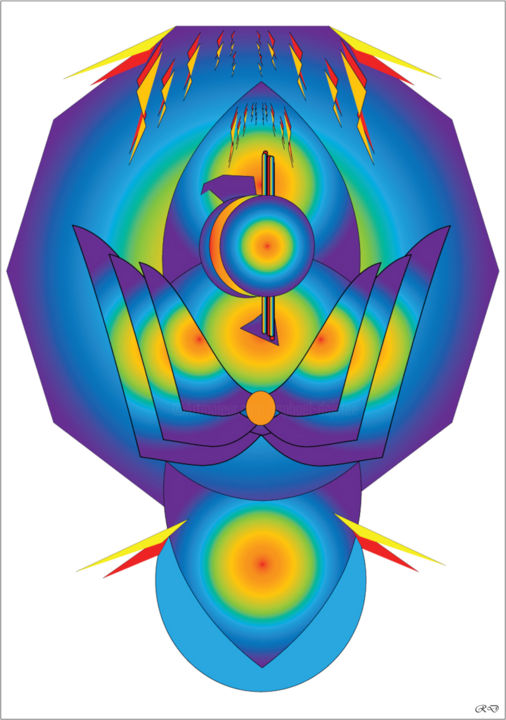 数字艺术 标题为“Le Nénuphar de feu” 由Raphaël Dajafée, 原创艺术品, 数字油画