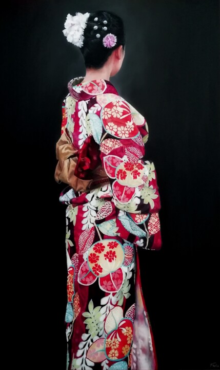 Pittura intitolato "Kimono 2" da Raphael Fourneau, Opera d'arte originale, Olio