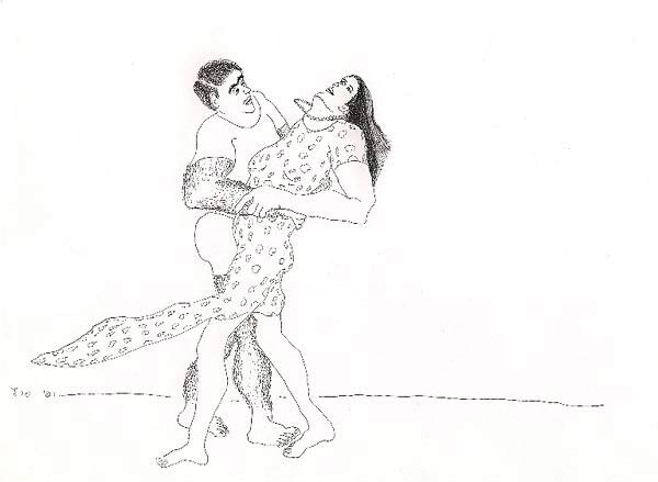 Rysunek zatytułowany „couple dancing draw…” autorstwa Raphael Perez, Oryginalna praca, Atrament