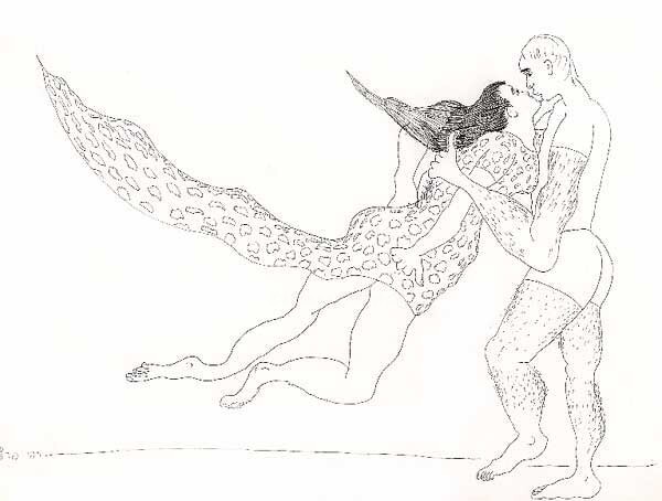 Dessin intitulée "drawing of couple k…" par Raphael Perez, Œuvre d'art originale, Encre