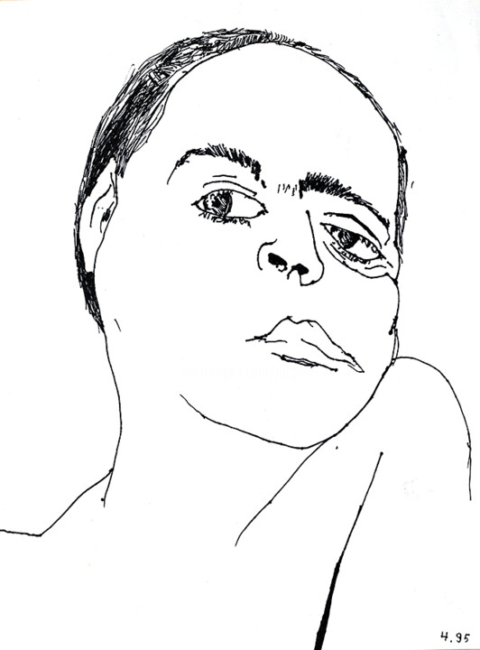 Dessin intitulée "man portrait drawin…" par Raphael Perez, Œuvre d'art originale, Encre