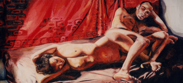 Painting titled "man woman relations…" by Raphael Perez, Original Artwork, Acrylic