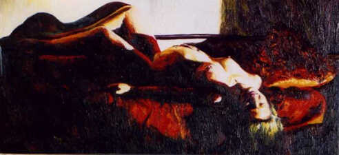 Ζωγραφική με τίτλο "pregnant  woman pai…" από Raphael Perez, Αυθεντικά έργα τέχνης, Λάδι