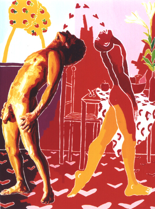 Pintura intitulada "The kiss gay artist…" por Raphael Perez, Obras de arte originais, Acrílico