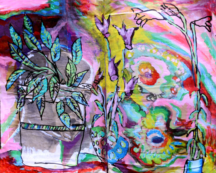 Peinture intitulée "FLOWER ARTWORK MODE…" par Raphael Perez, Œuvre d'art originale, Acrylique