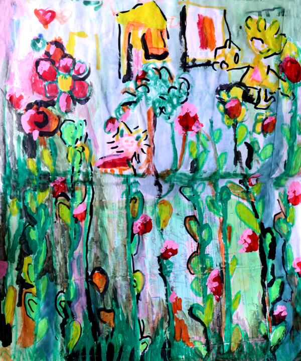 Pittura intitolato "FLOWERS DRAWING FLO…" da Raphael Perez, Opera d'arte originale, Acrilico