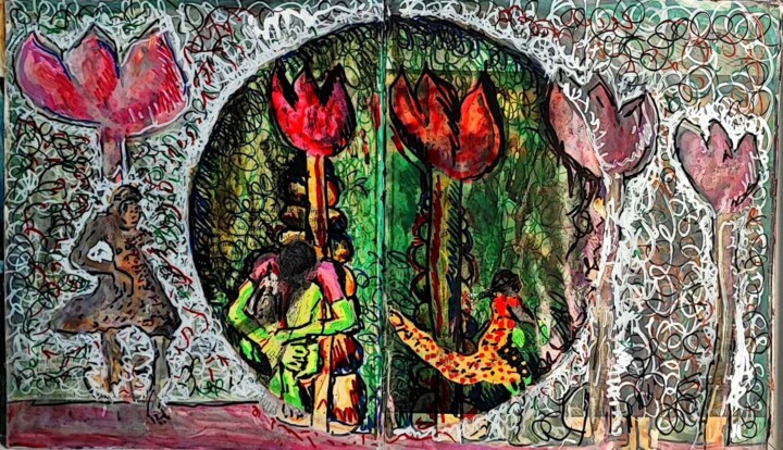 Dessin intitulée "flower artwork ARTI…" par Raphael Perez, Œuvre d'art originale, Acrylique