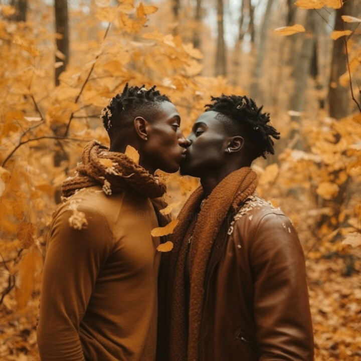 Digitale Kunst mit dem Titel "black men love lgbt…" von Raphael Perez, Original-Kunstwerk, KI-generiertes Bild