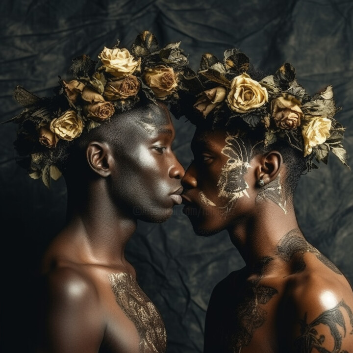 Digital Arts titled "queer Ai black gay…" by Raphael Perez, Original Artwork, AI generated image