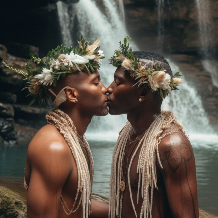 Digital Arts titled "Ai black gay men ki…" by Raphael Perez, Original Artwork, AI generated image