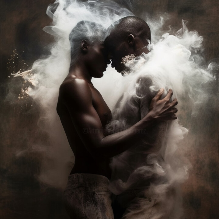 Arte digital titulada "homosexuels noirs L…" por Raphael Perez, Obra de arte original, Imagen generada por IA