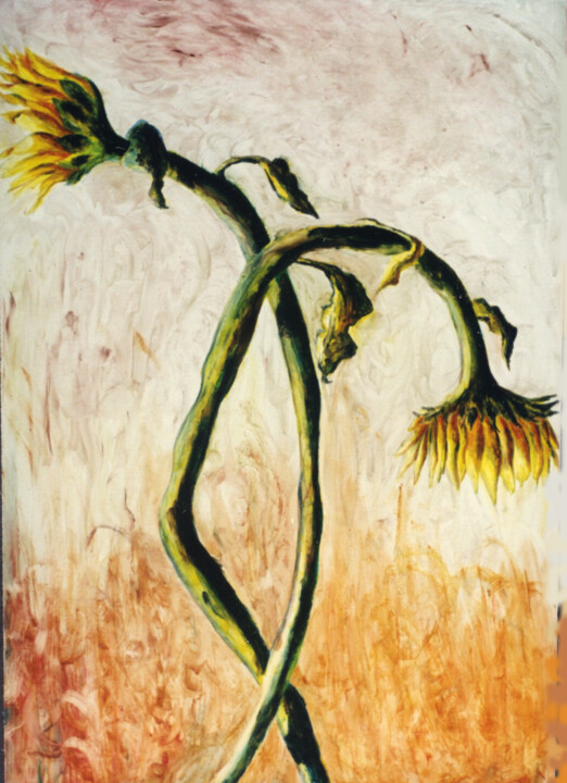 Painting titled "sunflowers painting…" by Raphael Perez, Original Artwork, Acrylic