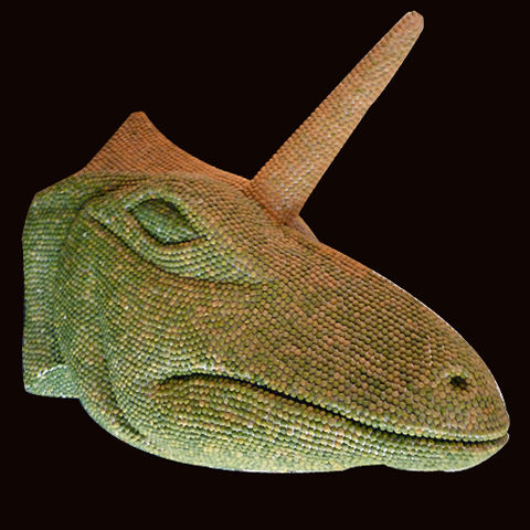 Sculpture intitulée "dragon peas" par Tébo, Œuvre d'art originale, Mosaïque