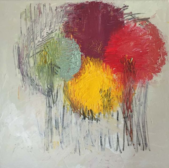 Painting titled "Ballons" by Raphaële Claustrat, Original Artwork, Acrylic