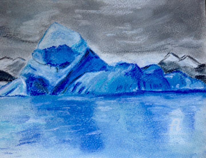 Drawing titled "Un iceberg en Patag…" by Christel, Original Artwork, Pastel