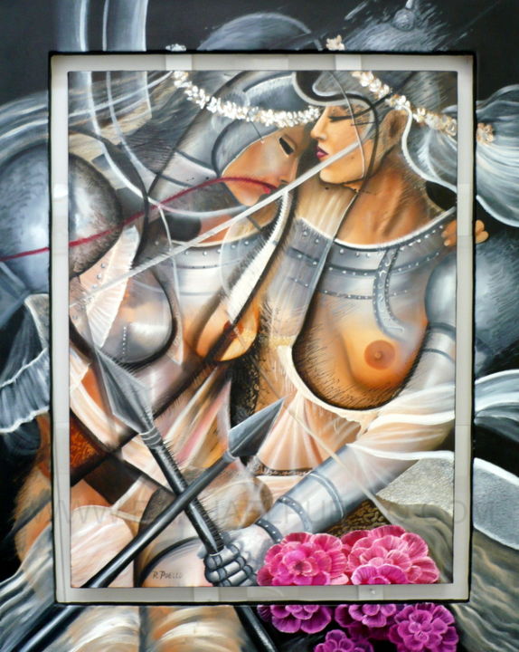 Painting titled "3-0010-guerreras-de…" by Raphael Puello Ch., Original Artwork, Oil
