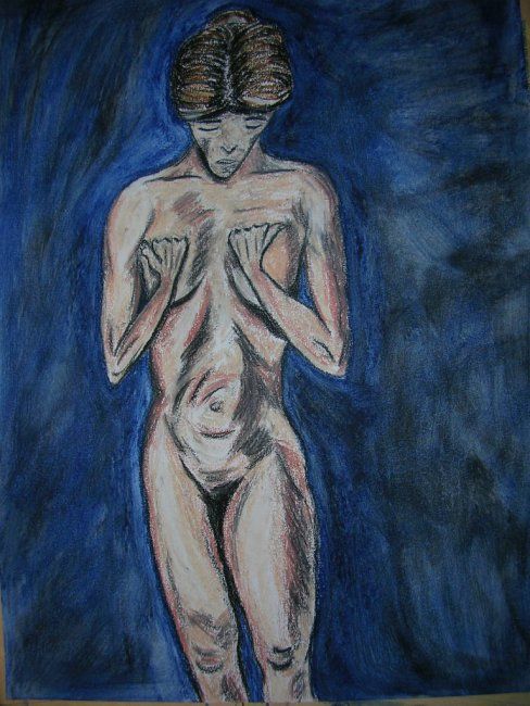 Drawing titled "La tristesse" by Florence, Original Artwork