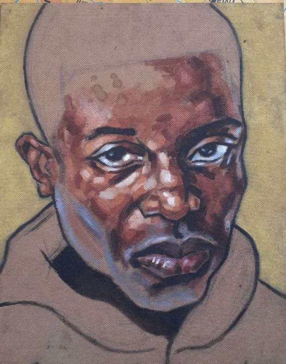 Painting titled "young boy portrait" by Ras Habte, Original Artwork, Oil