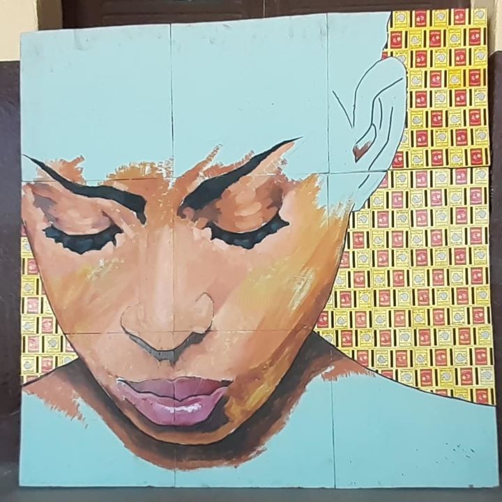 Painting titled "shy girl" by Ras Habte, Original Artwork, Oil