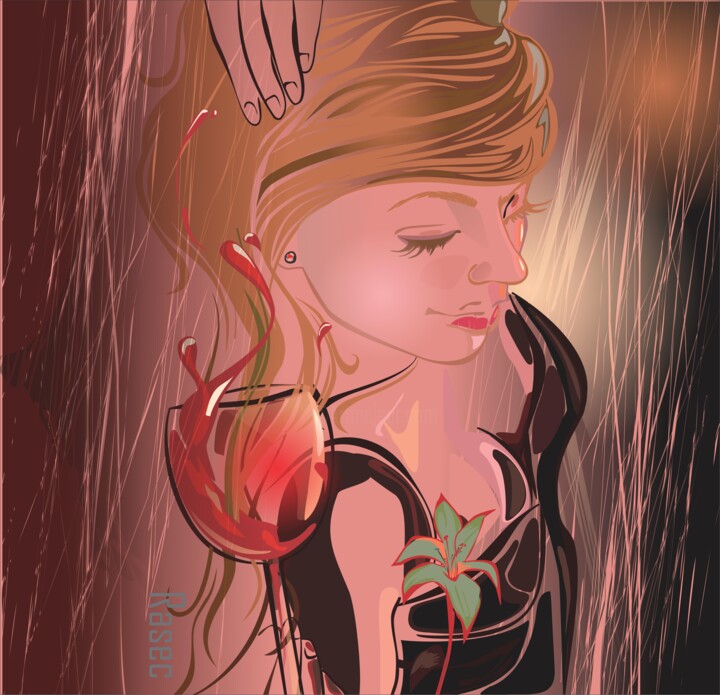 Arte digital titulada "dama" por Rasec Cortes, Obra de arte original, Trabajo Digital 2D Montado en Bastidor de camilla de m…