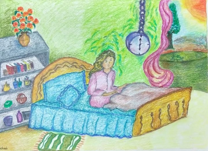 图画 标题为“Waking up” 由Rashmi Kanchan, 原创艺术品, 粉彩