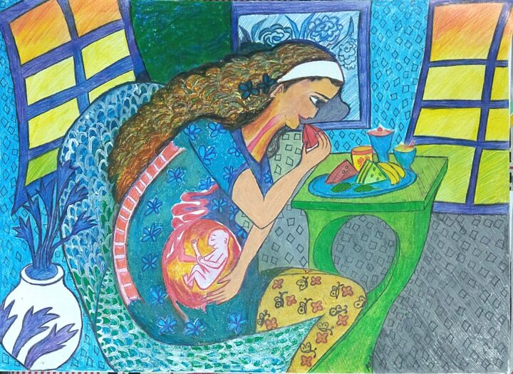 Drawing titled "Life inside" by Rashmi Kanchan, Original Artwork, Pencil