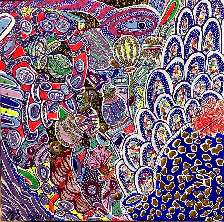 Schilderij getiteld "Creation of the Wor…" door Nina Rassen, Origineel Kunstwerk, Acryl Gemonteerd op Canvas brancard