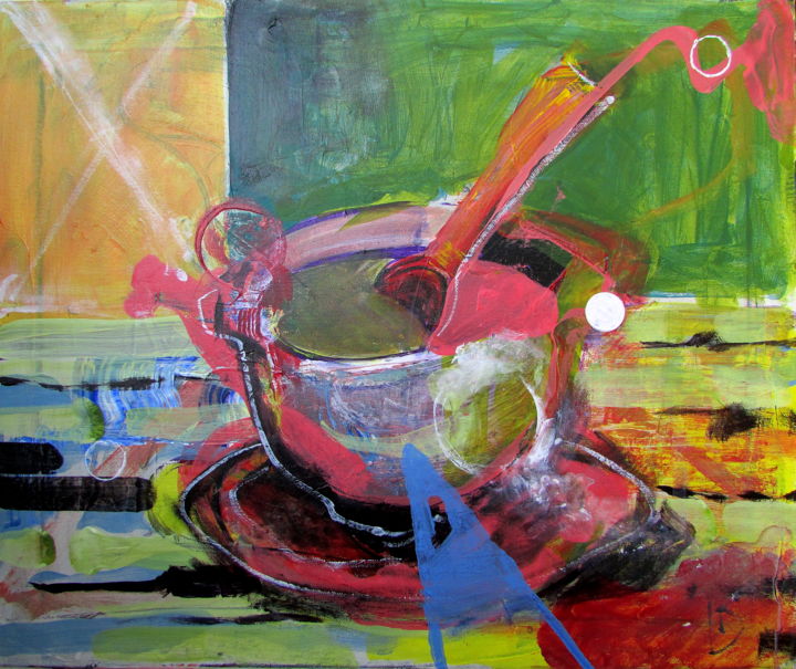 Painting titled "Meditation bowl" by Rastko Vidović, Original Artwork, Acrylic
