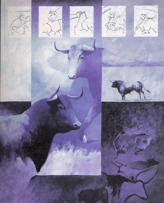Pintura titulada "Toros del norte" por Raszi, Obra de arte original