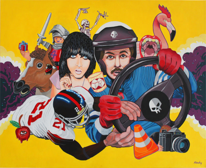 Painting titled "Touchdown race" by Rauky, Original Artwork, Acrylic