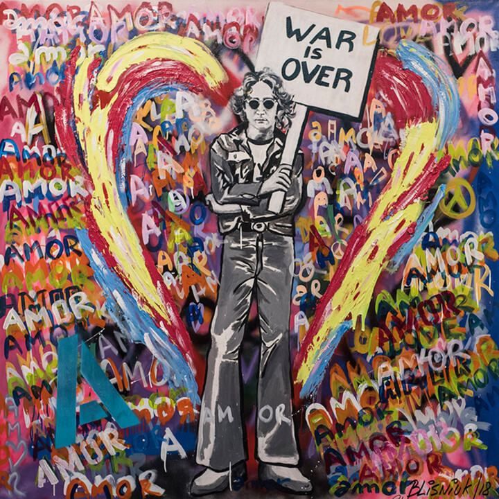 「Make Love Not War」というタイトルの絵画 Raul Blisniukによって, オリジナルのアートワーク, アクリル