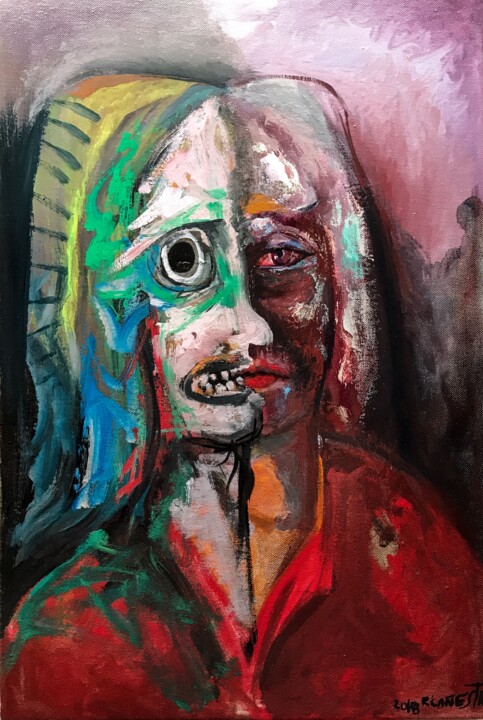 Schilderij getiteld "RETRATO  SUBCONSCIE…" door Raul Cañestro Caballero, Origineel Kunstwerk, Olie