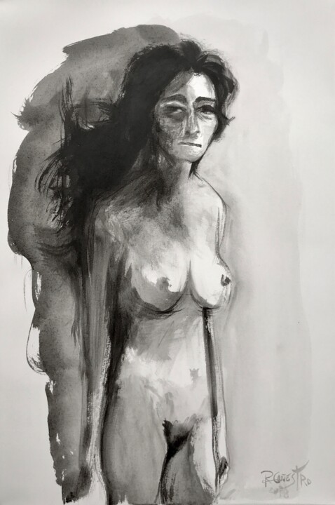 Painting titled "SOLEDAD" by Raul Cañestro Caballero, Original Artwork, Ink