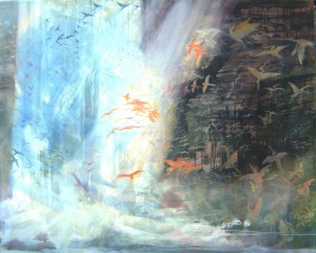 Pittura intitolato "Cascada" da Raúl Herrera, Opera d'arte originale
