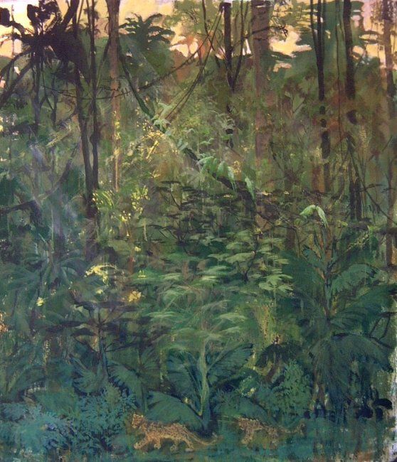 Painting titled "selva uno" by Raúl Herrera, Original Artwork