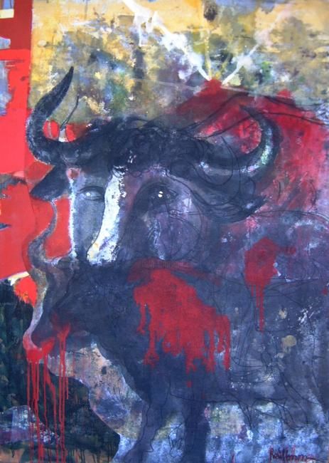 Картина под названием "Toro dos" - Raúl Herrera, Подлинное произведение искусства