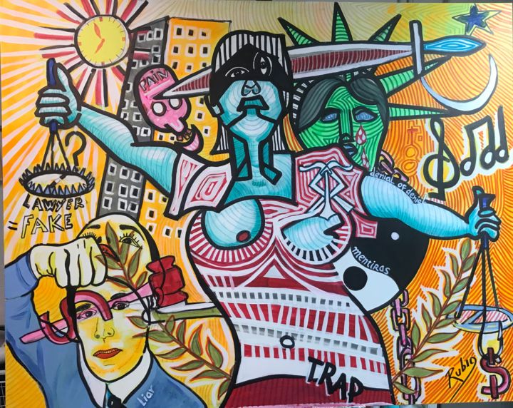Pintura titulada "Sistema Judicial" por Raúl Rubio, Obra de arte original, Acrílico