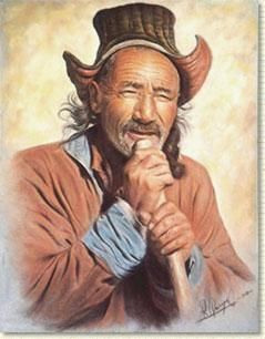 Painting titled "sherpa" by Raul Quiroga, Original Art,