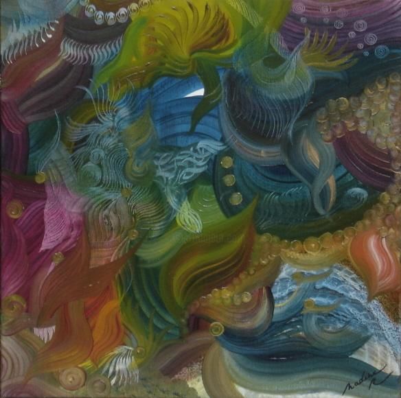 Painting titled "Echanges altérés" by Nadine Ravalard, Original Artwork