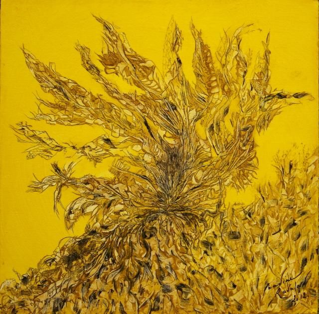 Malerei mit dem Titel "un arbre dans le dé…" von Nadine Ravalard, Original-Kunstwerk