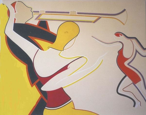 Peinture intitulée "Jazz in town" par Ravard, Œuvre d'art originale,