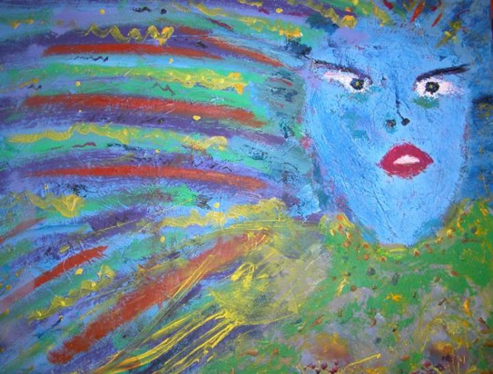 Painting titled "The Rainbow Girl" by Jon Mac, Original Artwork