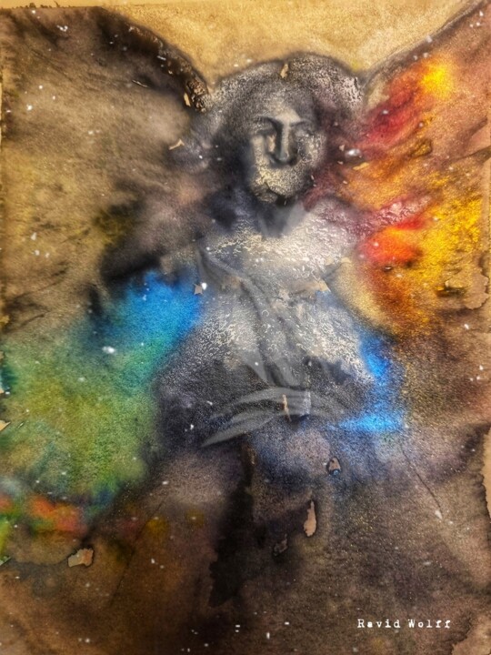 Фотография под названием "Archangel Michael" - Ravid Wolff, Подлинное произведение искусства, Акварель