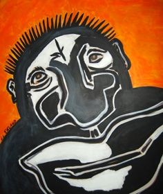 Peinture intitulée "Orange And Black" par Outsider Artist, Œuvre d'art originale, Huile