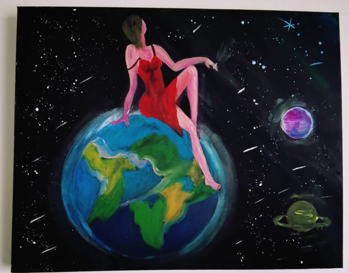 Peinture intitulée "Séance dans la gala…" par Rawia Rekik, Œuvre d'art originale, Acrylique