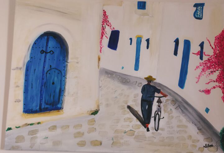 Painting titled "sidi bousaid" by Rawia Rekik, Original Artwork, Acrylic