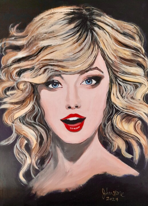 Painting titled "TAYLOR SWIFT in acr…" by Ray Johnstone, Original Artwork, Acrylic