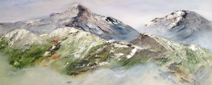 Schilderij getiteld "La montagne" door Raymonde Etcharry, Origineel Kunstwerk, Olie