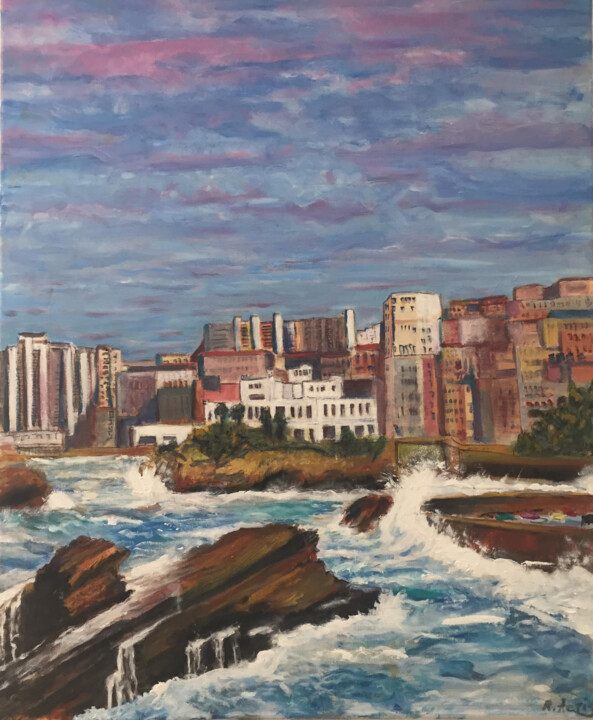 Painting titled "Biarritz le Casino" by Raymond Actis-Datta, Original Artwork, Oil